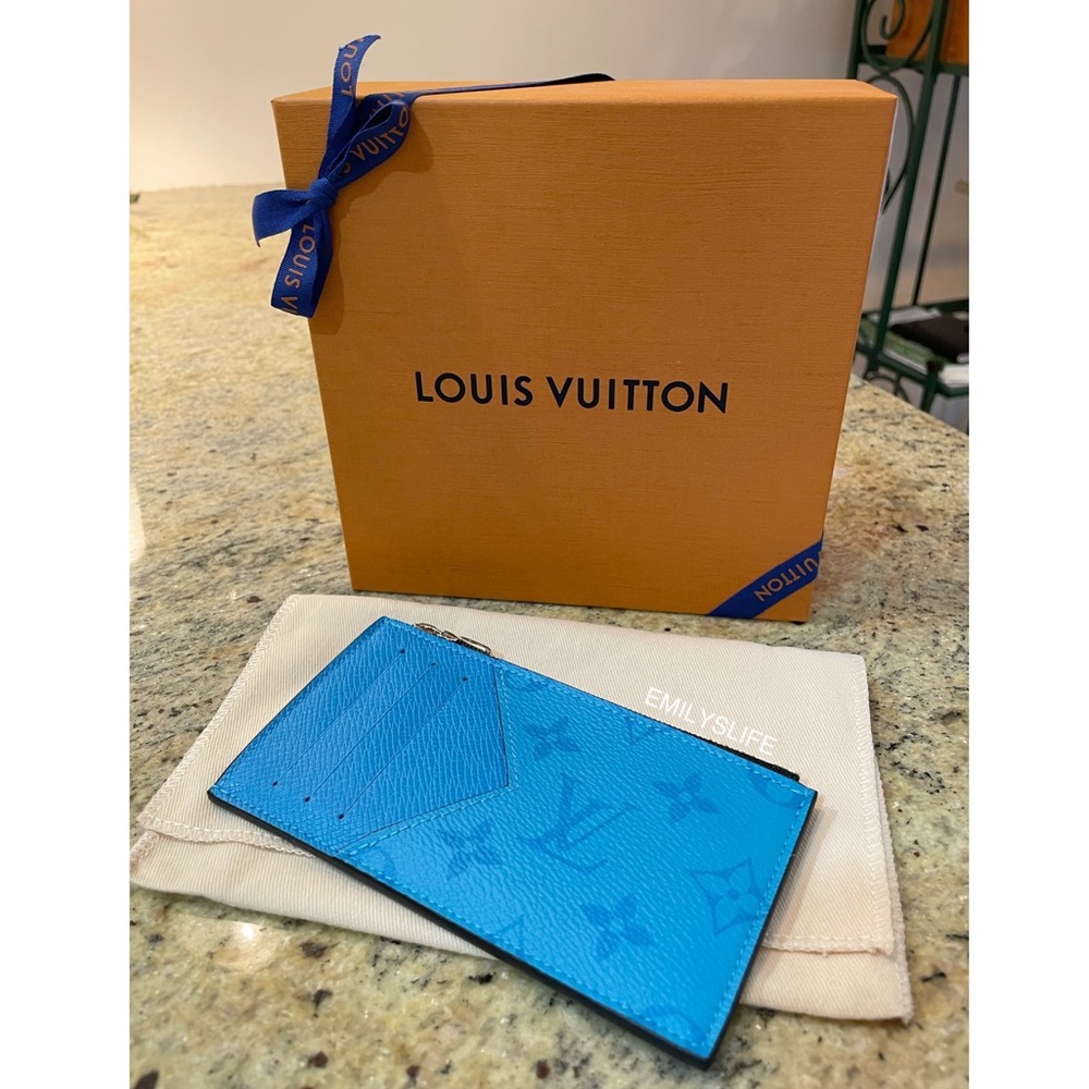 Louis Vuitton Blue Taigarama Coin Card Holder